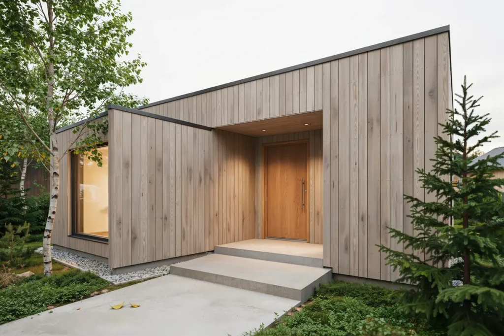 tillbyggnad av entr och hall i villa i vallby