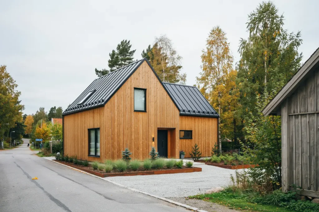 uppf rande av attefallshus med loft och tr fasad i l ngsj by